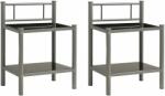vidaXL Noptiere, 2 buc. , gri și negru, metal și sticlă (325093)