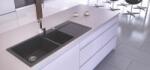 AXIS KITCHEN A-POINT 180 kétmedencés csepegtetőtálcás gránit mosogató automata dugóemelő, szifonnal, fekete-szemcsés, balos, beépíthető (AX-1500)