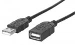 Manhattan USB hosszabbító kábel 180cm, fekete (338653)