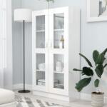 vidaXL Dulap cu vitrină, alb extralucios, 82, 5 x 30, 5 x 150 cm, PAL (802765) Biblioteca