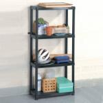 vidaXL Raft de depozitare cu 4 polițe, negru, 61x30, 5x130 cm, plastic (147683) Raft