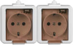 ABEX Smart Alb Priza dubla schuko cu capac transparent IP44, PT (2381)
