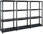 vidaXL Raft de depozitare cu 4 polițe, negru, 183x30, 5x130 cm, plastic (3059855) Raft