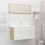 vidaXL Set mobilier de baie, 2 piese, alb și stejar sonoma, PAL (804805)