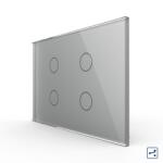 LIVOLO Intrerupator cvadruplu cap scara / cruce cu touch Livolo din sticla, standard Italian - Serie noua - culoare gri