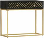 vidaXL Masă consolă, negru și auriu, 90x30x75 cm, lemn masiv de mango (286518) Comoda