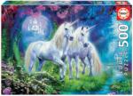 Educa Puzzle Unicorns in the forest Educa 500 piese cu lipici FIX de la 11 ani (EDU17648) Puzzle