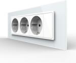 LIVOLO Priza tripla cu blank Livolo cu rama din sticla 6/7 module - standard Italian