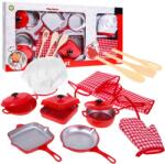 Majlo Toys 14 részes edénykészlet a gyermekkonyhába köténnyel és szakács sapkával