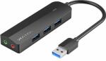 Vention 3-Port USB 3.0 Hub with Sound Card and Power Supply 0, 15m, fekete (CHIBB)