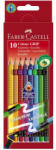 Faber-Castell Creioane Colorate FABER-CASTELL FC116613, 10 Culori + Guma Grip 2001 (FC116613)