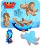 LUCY&LEO 227 Animale marine - puzzle din lemn 6 piese (MA9-LL227)