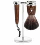 MÜHLE Rytmo borotválkozó szett - állvány, borotva Mach 3 fejjel, Black Fiber pamacs - hamu