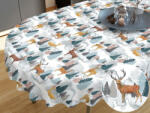 Goldea față de masă decorativă loneta - cerbi și căprioare - ovală 140 x 280 cm Fata de masa