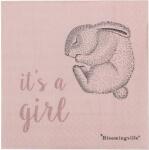 Bloomingville Servetele din hartie Bloomingville - It's a girl, roz (BL1004) Set pentru masa bebelusi