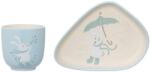 Bloomingville Set din ceramica Bloomingville Bunny - Pahar si farfurie, albastre (BL1016) Set pentru masa bebelusi