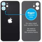Apple iPhone 12 Mini - Hátsó Ház Üveg Nagyobb Kamera Nyílással (Black), Black