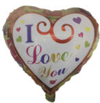 Xindi'S Balloon I Love You, szív, szivecskékkel, Fólia lufi, 18"/45 cm,