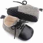 Superbebeshoes Pantofiori eleganti negru cu alb in zig zag