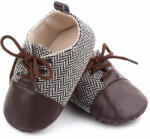 SuperBaby Pantofiori eleganti maro cu alb in zig zag