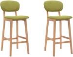 vidaXL Scaune de bar, 2 buc. , verde, material textil (289372)
