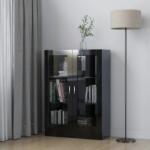 vidaXL Dulap cu vitrină, negru extralucios, 82, 5 x 30, 5 x 115 cm, PAL (802757) Biblioteca