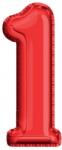  Balon, folie aluminiu, rosu, cifra 1, 81 cm RB31415
