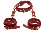 Taboom Bondage in Luxury D-Ring Collar and Wrist Cuffs Red