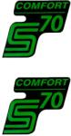OEM Standard Írás S70 Comfort fólia / matrica fekete-zöld 2 db Simson S70 modellhez