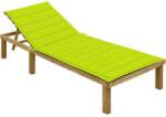vidaXL Șezlong cu pernă verde aprins, lemn de pin tratat (3065830)