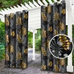 Mondo Italia Kerti függöny a gyűrűk a teraszon MIGD276 fekete, levelekkel