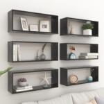 vidaXL Rafturi de perete cub, 6 bucăți, negru, 60x15x23 cm, PAL (807138) Raft