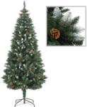 vidaXL Brad de Crăciun artificial cu conuri pin și sclipici alb 180 cm (284318)