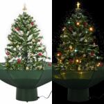 vidaXL Brad de Crăciun cu ninsoare și bază umbrelă, verde, 75 cm (284331)
