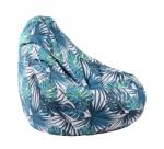 Pufrelax Пуф круша за деца 4-14 г. , 160л. , Nirvana Light, Tropical Leaves, Водоустойчив, Перящ се калъф, Пълнеж от Полистиролни перли, принт