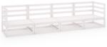 vidaXL Set mobilier de grădină cu 4 locuri, alb, lemn masiv de pin (3075360)