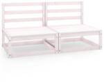 vidaXL Set mobilier de grădină cu 2 locuri, alb, lemn masiv de pin (3075230)