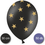 Belbal Fekete, nagy csomag, pasztel lufi, arany csillagokkal, 50 db/cs