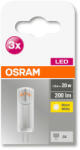 OSRAM Base 12V LED kapszula, plasztik ház, 1, 8W 200lm 2700K G4 - 3 db-os szett, átlagos élettartam: 10000 óra, fényszín: meleg fehér LED BASE PIN 12V 20 CL 1.8W 2700K G4 x3 ( 4058075450011 ) (4058075450011