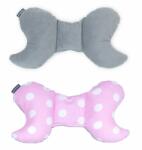 MT Textil MTT Pillangó párna - Rózsaszín alapon fehér pöttyök - Szürke háttal