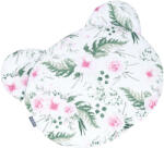 MT Textil MTT Mackó párna - Fehér alapon rózsaszín virágok