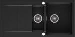 AXIS KITCHEN CASCADA 150 másfél medencés gránit mosogató automata dugóemelő, szifonnal, fekete-szemcsés, beépíthető (AX-2105)