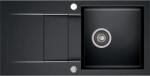 AXIS KITCHEN CASCADA 40 gránit mosogató automata dugóemelő, szifonnal, fekete-szemcsés fényes, beépíthető (AX-2002)
