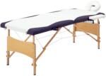 vidaXL Masă de masaj pliabilă, 2 zone, alb și violet, lemn (110209)