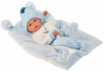 Llorens Bimbo újszülött fiú baba párnával kötött sapkával - 35 cm (63555)