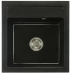 Bradoline START DON gránit mosogató FALI CSAPHOZ, szifonnal, fekete, beépíthető (BR-6981)