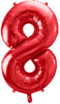 PartyDeco S. r. o 8. szám, fólia lufi, 86 cm, piros