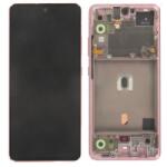 Samsung A516 Galaxy A51 5G Előlap keret+LCD Kijelző+Érintőüveg (GH82-23100C, GH82-23124C) Rózsaszín, Prism Cube Pink Service Pack
