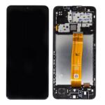 Samsung M127 Galaxy M12 Előlap keret+LCD Kijelző+Érintőüveg (GH82-25042A) Fekete, Gyári, Service Pack