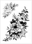  Ideiglenes felragasztható tetoválás fekete fehér pünkösdi rózsa, virág (MET058)